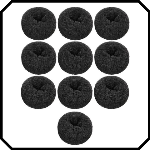 10 pack Extra large black hair donut bun maker ring sponge acccessory black special occassion indian bridal bun