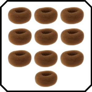 10 pack Extra large brown hair donut bun maker ring sponge acccessory black special occassion indian bridal bun