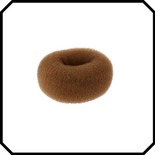 Load image into Gallery viewer, Brown Hair donut bun maker, ring style bun, women chignon hair donut buns, small medium large